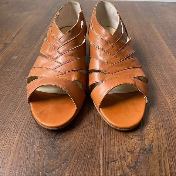 Rangoni Almafi Women’s Cognac Tan Leather Strappy Wedge Sandals SZ 9 - Picture 4 of 14